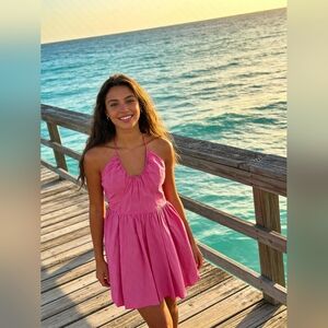 Mango Pink Halter Mini Dress Sz M